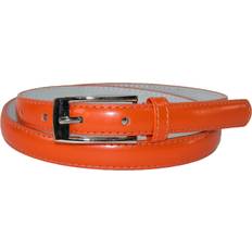 Orange - Women Belts CTM Skinny Leather Dress Belt - Orange