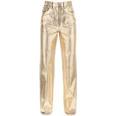 Ferragamo Jeans Ferragamo High-Waisted Laminated Denim Jeans - Gold