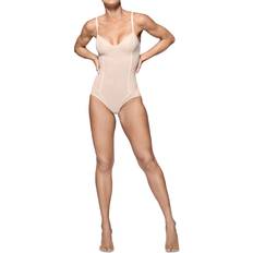 Orange Bodysuits Item m6 All Mesh Shape Bodysuit - Apricot