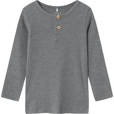 Name It Rib Buttoned Long-Sleeve Top - Mockingbird