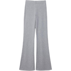 Ribbed Trousers Stradivarius Ribbed Flared Trousers - Grey/Melange