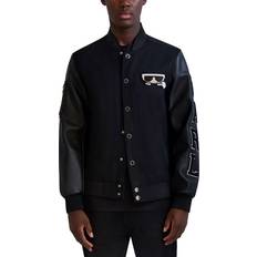 Wool Outerwear Karl Lagerfeld Men's Logo Patch Tonal Varsity Jacket - Black