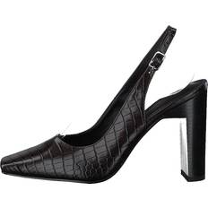 Polyester Pumps NA-KD Snake Squared Pumps Reptile Female Shoes - Grå/Brun