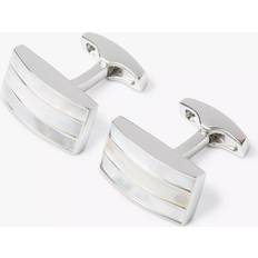 Mother of Pearl Cufflinks Simon Carter Mother of Pearl Tripple Band Cufflinks - Silver