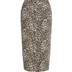 Vila Eeonor Midi Leo Denim Skirt - Leopard