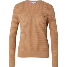 Tommy Hilfiger Cable Knit V-Neck Jumper - Safari Canvas