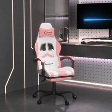 Fotstöd - Vita Gamingstolar vidaXL Snurrbar gamingstol med fotstöd vit och rosa konstläder
