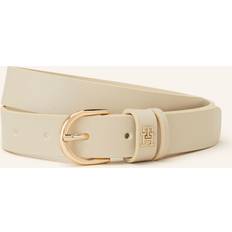 Beige Skärp Tommy Hilfiger Essential TH Monogram Leather Belt - Sugarcane