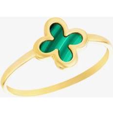 Emerald Rings T.H.Baker Malachite Clover Ring - Yellow Gold