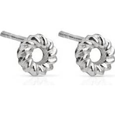 John Greed Signature Silver Ridge Circle Stud Earrings - Silver