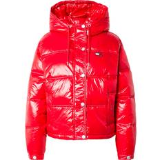 Tommy Jeans Shiny Hooded Puffer Jacket - Red