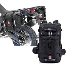 Bagtecs Set: Motorrad Satteltaschen wd. WP8 2x30L Rollverschluss Seitentasche mit Rucksack HK4 Hecktasche 45Ltr sw