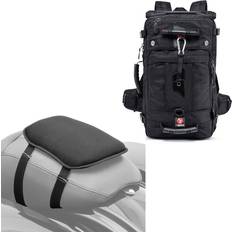 Bagtecs Set: Motorrad Rucksack HK4 Hecktasche 45Ltr in sw mit Motorrad Gel Sitzkissen Komfortkissen universal in sw