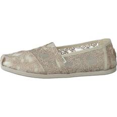 Billig Derby Toms Hibiscus Floral Lace Alprg Slip-On Shoes - Beige/Brun