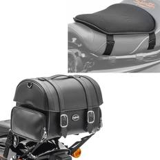 Craftride Set: Motorrad Hecktasche FP Sissybar Tasche passend für Cruiser und Retro Liter mit Gel Sitzkissen univ. sw