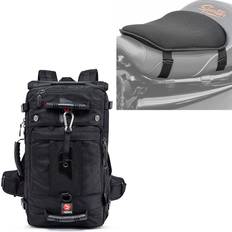 Bagtecs Set: Motorrad Rucksack HK4 Hecktasche 45Ltr in sw mit Gel Sitzkissen Universal Komfortkissen sw