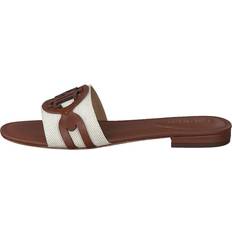 Zapatillas y Sandalias Lauren Ralph Lauren Alegra Canvas-Leather Slide Sandal - Natural/Deep Saddle Tan