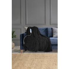 Neo Electric Heated Throw Over Sherpa Blanket One Size Blankets Black