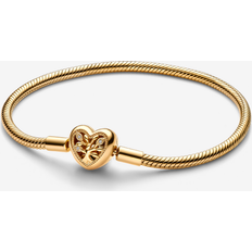 Enamel Bracelets Pandora Family Tree Heart Clasp Snake Chain Bracelet - Enamel/14k Gold/Black