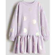 H&M Girls Lilac Spotted Sweatshirt Dress