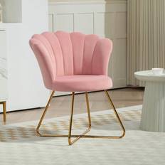 Armchairs Homcom Velvet Accent Chair with Lotus Backrest Armchair