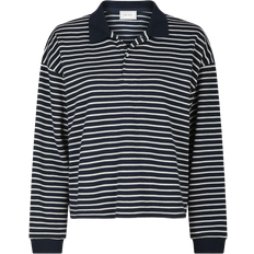 Dame Polotrøjer Neo Noir Sara Stripe Polo Blouse - Navy