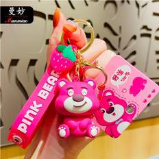 Pink Keychains Veishet Cute Pink Strawberry Bear Keychain - Pink