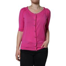 Dolce & Gabbana Pink Blouses Dolce & Gabbana Wool Button Down Short Sleeve Blouse Top Pink