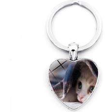 Silver Keychains Veishet Modern Chic Pet Cat Heart Keychain - Silver