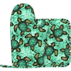 Polyester Pot Holders CssWLMup Sea Turtle Silicone Oven Mitts Set Pot Holder