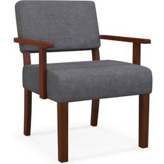 Linen Armchairs Costway Linen Accent Chair with Soft Padded Seat Armchair