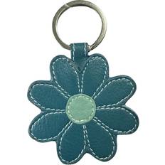 Daisy Leather Keyring - Blue