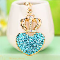 Dinamr Stunning Heart Crown Keychain - Blue