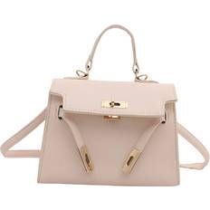 (Cream) Contemporary Synthetic Leather Kelly Bag For Women With Single Shoulder Strap For Everyday Style