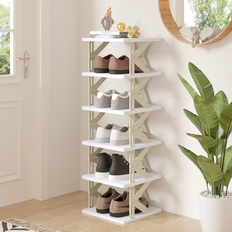 Ebern Designs White Hallway Furniture & Accessories Ebern Designs Small Foldable K-Shaped Shoe Rack