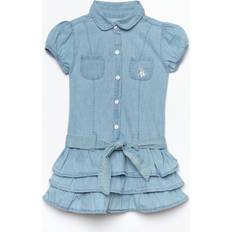 Dresses U.S. Polo Assn. Girls Toddler Short Sleeve Denim Dress - Blue