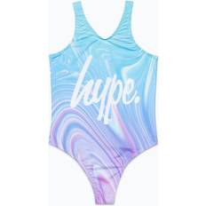 Hype Girls Marble Swirl One Piece Swimsuit - Teal/Purple