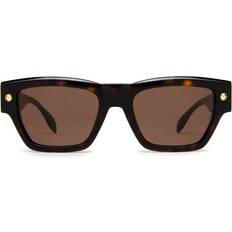 Alexander McQueen Voksen Solbriller Alexander McQueen Mand AM0409S Solbriller Acetat Havana Brun Firkantet