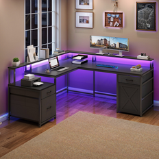 Moasis 63 Inch LED Corner Writing Desk