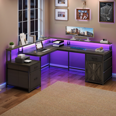 Moasis 63 Inch LED Corner Writing Desk