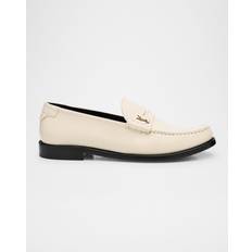 Low Shoes Saint Laurent Le Leather YSL Penny Loafers - White