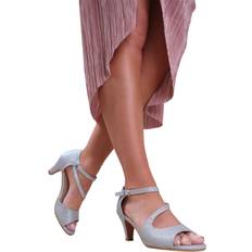 Where's That From Beatrice Glitter Kitten Heel Shoes - Silver