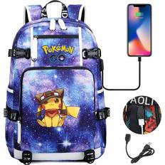 Maxpower (30cmx15cmx47cm, 20) 2022 Pokemon Go Game Backpack School Anime Pikachu Boys Girls USB Charge