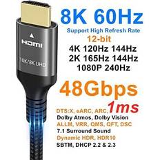 8K HDMI Kabel 15M Nylonflätad Höghastighets