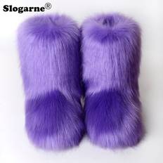 Purple Boots Maxpower Women's Fluffy Faux Fox Fur Boots - Purple