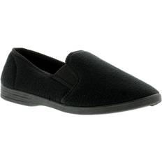 British Knights Black Fleece Upper Twin Gusset Slippers - Black
