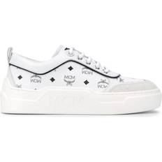 MCM Logo Print Leather Sneakers - White