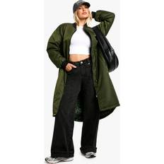 Boohoo Down Coats & Padded Coats boohoo Reversible Longline Leopard Parka - Green