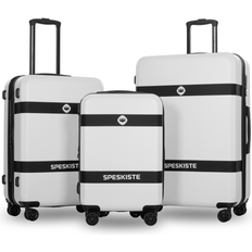 No Expandable Luggage Set 3 Piece White