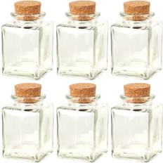 URBN Living 80ml Square Glass Storage Jars 6 Pcs Kitchen Container